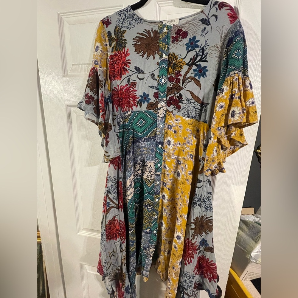 Umgee Colorful Patchwork Maxi Dress